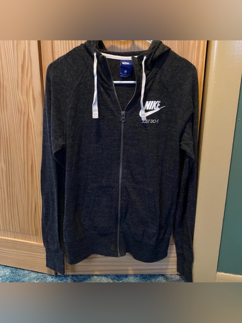 Nike Charcoal Zip Hoodie with White Logo